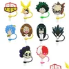 Drinking Straws Sts Custom My Hero Academia Soft Sile St Toppers Accessories Er Charms Reusable Splash Proof Dust Plug Decorative 8M Dhu09