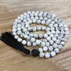 108 Howlite Netkted Mala Naszyjnik Lava Kamienna wisiorek z czarnym naszyjnikiem z frędzl