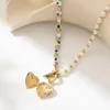 Hänge halsband Europa och USA: s imitation Pearl Natural Stone Heart Ladies Necklace Simple Birthday Party Presents