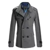 Men's Jackets Winter Mens Warm Trench Woolen Coat Slim Casual Jackets Male Solid Stand Collar Double Breasted Peacoat Parka 230923