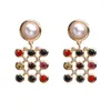 Boucles d'oreilles de Noël pour femmes, pendentif en maille nid d'abeille, strass, boucles d'oreilles indiennes pour fête à la mode, bijoux cadeaux, vente en gros