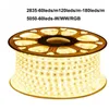 220V 110V LED 스트립 라이트 150ft SMD2835 5050 120LEDS/M 60LED/M FLEX ROPE LIGHT IP65 따뜻한 흰색 RGB 네온 장식 실내 22 ll