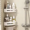 Badrumshyllor badrumshylla aluminiumlegering duschhylla badrum tillbehör toalett hörn rack makeup lagringsorganisatör ingen borr vägghylla 230923