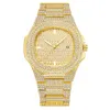 Wlisth marka data kwarcowa męskie zegarki kobiet światło luksusowe pełne kryształowe diamentowe świetliste zegarek owalny pokrętło bling unisex na rękę 285f
