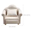 Dolls 3pcs 1 12 Miniature Striped Sofa Model With Pillow Living Room Decoration Dollhouse Furniture Accessories 230922