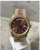 BP Factory Men يشاهد 40 مم DD Day 228235 Rosegold Case Plusel Chocolate Dial Automatic Movematic Presetr