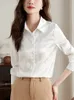 Damesblouses Overhemden Elegant Zwart Bedrukte Zijden Shirts Voor Dames Lange mouw Koreaans Modieus Informeel Wit Blouses Herfst Kantoor Dame Basic Tops 230923