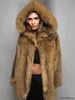 Womens Fur Faux Winter Fashion Thick Hooded Coat Womens Midlength Loose Warm Jacket For Woman 230922