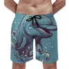 Shorts masculinos Dolphin Board Summer Cartoon Stylize Casual Beach Homens Esportes Fitness Confortável Impresso Troncos de Natação