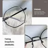 Lunettes de soleil mode rétro TR90 Anti lumière bleue, monture œil de chat, métal polygonal plat européen et américain, vente en gros