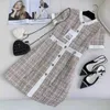 Basic & Casual Dresses designer 2023 Early Autumn New Celebrity Style Slim Single breasted Design tweed Dress INMB
