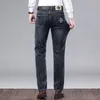 Novas calças jeans calça calças masculinas bbicon estiramento outono inverno calças de brim de algodão lavado em linha reta negócios casual XL9629-3