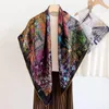 Scarves High-end Elegant Women Exquisite Sintra Garden Print Quality Plain Satin Silk Hand-rolled Edge Large Square Scarf Shawl