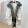 Womens Fur Faux Explosion Winter Style Silver Collar midlength Warm White Goose Down Jacket For Women to overcome fur Coat 230922