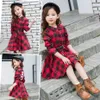 Flickans klänningar Girl Dress Fashion Plaid Shirt Dress for Girls Single-Breasted Kids Party Dress with Sashes Autumn England Clothes for Girls 230923