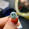 Anelli a grappolo Anello Gemicro in agata verde muschio Anello di fidanzamento in argento sterling 925 per gioielli di lusso da donna