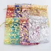 8Colors 9x12cm Gold Rose Design Organza Jewelry Pouches Bags Candy Bag GB038 SELL190Z