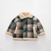 Giacche per bambini Plaid Plus Giacca doppiopetto in velluto Autunno Inverno Bambino Neonate Ragazze Cappotto caldo di lana Outwear 230922