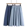 Skirts Plus Size Women Denim Skirts Oversized Curve Clothes Loose Elastic High Waist Mid Calf A-Line Bottoms Summer 230923