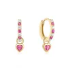 Hoop Earrings Silver 925 Red Zircons Earring 18K Gold Plated Jewerly Women Pendientes Plateados Jewellery Sterling Heart