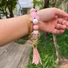 Simple and aesthetically pleasing multi-color tassel beaded keychain
