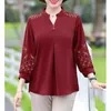 Women's Blouses Shirts Women Clothes Vintage Embroidery Elegant Blouses Summer Fashion V Neck Three Quarter Sleeve Shirts Solid Loose Ladies Tops S-5XL 230923