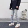 Jeans pour hommes TFETTERS Marque Ripped pour hommes 2023 Washed Piecing Mid Rise Slim Fit Coréen Streetwear Pantalon d'été