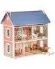 Dolls Robud Doll House 3 in 1木製ドールハウスドリームハウスのための子供のための幼児のためのDIY家具40pcs230922