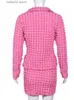 Tweedelige jurk Herfstoutfits Lente streetwear Y2K Roze jurk 2 tweedelige sets Damesrok Lange mouw Knopen Top + minirokken Pakkensets 2023 T230923