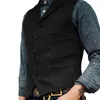 Herrenwesten Weste für Männer Braun Hochzeit Wolle Tweed Business Weste Jacke Casual Slim Fit Gilet Homme Groosmen