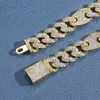 Halskette Hip Hop 15 mm Schweinsnase kubanische Kette drei zu eins Flip-Schnalle Diamanthalskette