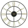 Orologi da parete Orologio analogico in metallo rotondo moderno con numeri romani aperti per interni in oro con calendario digitale con movimento al quarzo