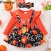 Set di abbigliamento Prowow Il mio primo costume da bambino di Halloween Tutina arancione Gonne di zucca Festival Baby Girl Abiti di Halloween Set vestiti 230922