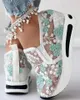 ドレスシューズレディーススニーカー女性のためのフローラル刺繍メッシュスニーカーカジュアルな快適なヒール靴女性230922
