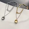 Correntes colar para mulheres dupla redonda geométrica aço inoxidável prata cor pingente colares jóias à prova dwaterproof água atacado