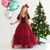 Dziewczyna sukienki dziewczyny v szyja formalne cekiny druhna sukienka dla dzieci nastolatka dla dzieci księżniczka krótkie rękawy ślub świąteczny suknia