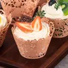 Ferramentas de bolo 50 peças papel cortado a laser oco envoltórios de cupcake forro copo de cozimento crianças suprimentos de festa de aniversário de casamento decoração