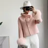 Women's Wool Blends Koean Luxury Clothing Classic Croped Natural Pur Real Lamb Woolen Coats Women's Winter Real Fur Coats Wholesale 230923