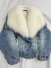 نساء الفرو النسائي Winter Winter Women Parka Twlar Coat Coat Denim أسفل سترة قصيرة أبيض أوزة دافئة 230922