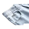Jeans pour hommes Hommes Couleur claire Slim Fit Trou High Street Bleu Non-Élastique Mode Casual Urban Stretwear Drop Livraison Vêtements Vêtements Dhpi7