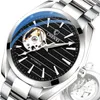 Movimento meccanico automatico di lusso Orologio da uomo luminoso Diametro 40 mm Tourbillon Orologi scheletrati Bracciale in acciaio inossidabile Resist2454