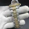 Voller Diamond Arabisch Zifferblatt Uhr 37mm Luxus vereisere Uhr Automatisch Männer Silber Gold Zwei -Ton -Wasserdichte Edelstahl Diamant 331d