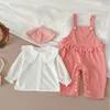 Clothing Sets Ins Autumn Korean Infant Girls 2PCS Clothes Set Cotton Long Sleeve Shirts Solid Suspender Pants Suit Toddler Girls Outfits 230922