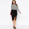 Spódnice Spring Spring Autumn Elegancka midi spódnica kobiet elastyczna talia podzielona czarna ołówkowa spódnica żeńska duża rozmiar bodyCon spódnica 6xl 7xl 230923