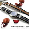 Armband 22mm 20mm Schwarz Blau Wasserdicht Tauchen Nylon Nato Uhrenarmband Silber Edelstahl Dornschließe für OMG 007 für Watc201O