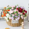 Decorative Flowers Artificial Silk Rose Bouquet Fake Flower White Eucalyptus Leaves Peony Wedding Table Party Vase Home Decor