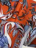 Foulard carré pour femmes, 100% soie sergé, imprimé orange, lettres et fleurs, motif, taille 110cm -110cm