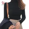 Women's T-Shirt Sexy Top Women Shirts Casual Solid Color Base Shirt Long Sleeve Turtle Neck Slim Top Black White All-match Simple T Shirt 230923