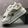 Autumn Spring Vulcanized Platform Fashion White Leather Shoes Casual Sneakers Men Chaussure Homme