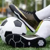 Sapatos de segurança homens sapatos de futebol profissional unisex tornozelo botas chuteiras grama treinamento jogo tênis futsal profissional antiderrapante macio 230923